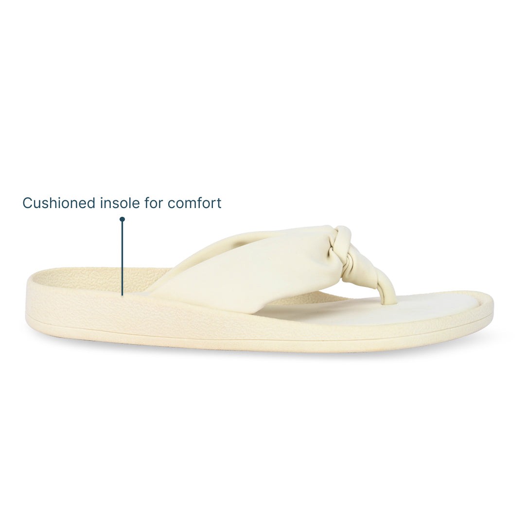 Knotted Thong Cream Flat
