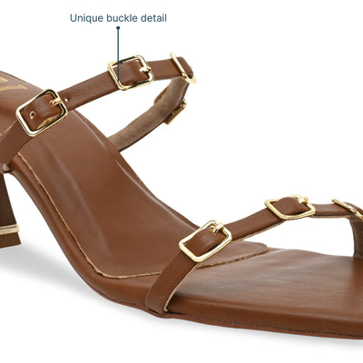 Multi Buckled Tan Heels