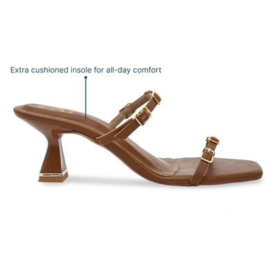 Multi Buckled Tan Heels