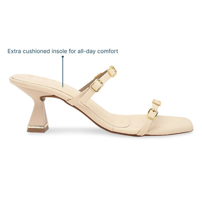 Multi Buckled Cream Heels