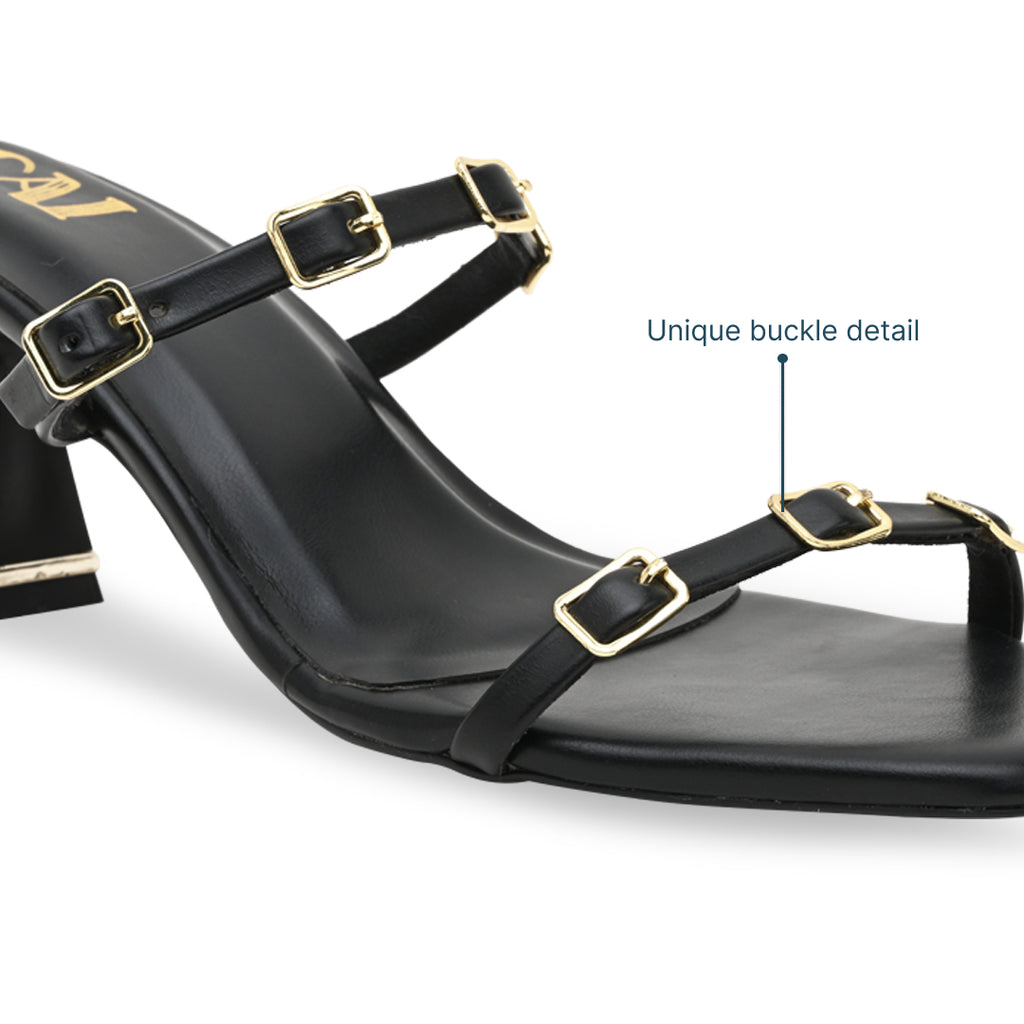 Multi Buckled Black Heels