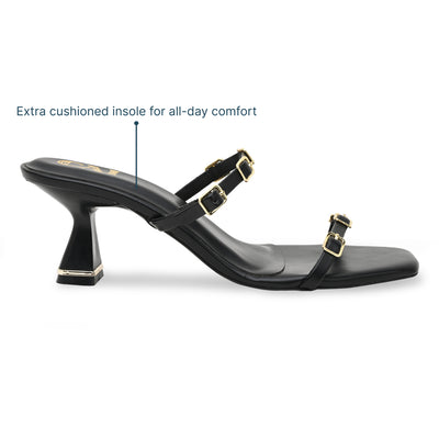 Multi Buckled Black Heels