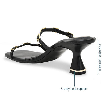 Multi Buckled Black Heels