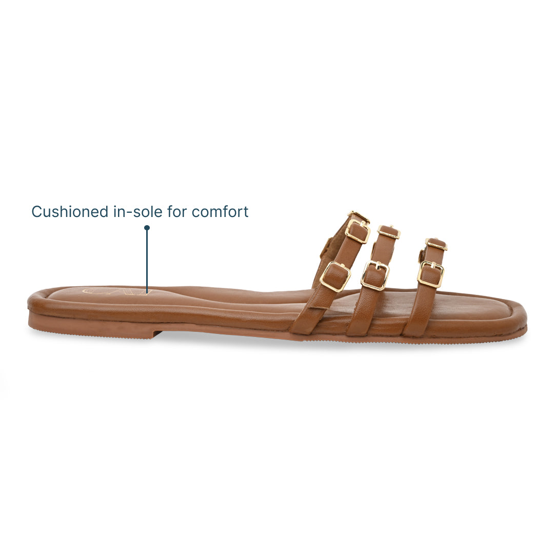 Multi Buckled Tan Flats – The CAI Store