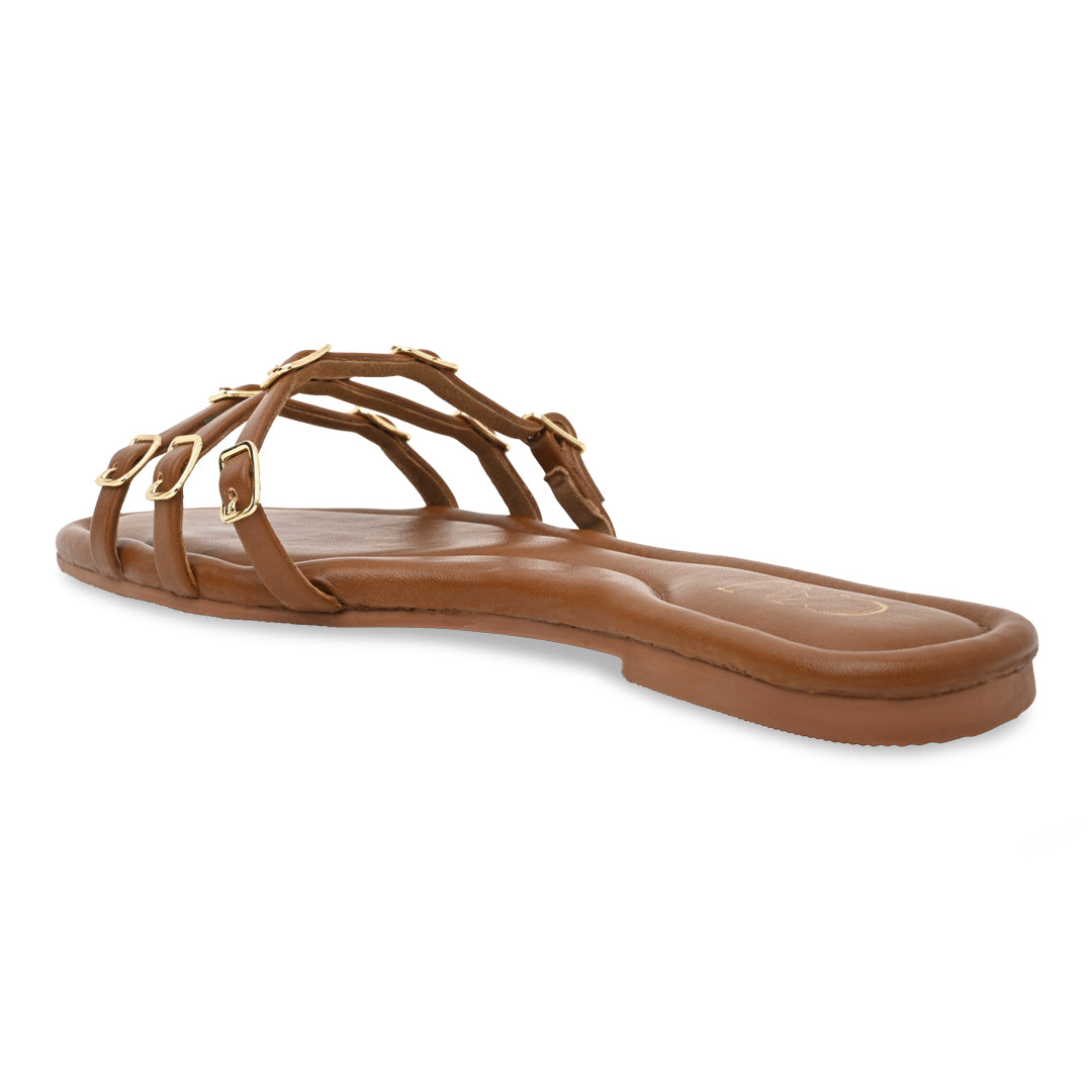 Multi Buckled Tan Flats