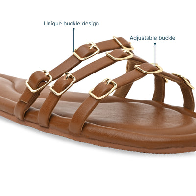 Multi Buckled Tan Flats