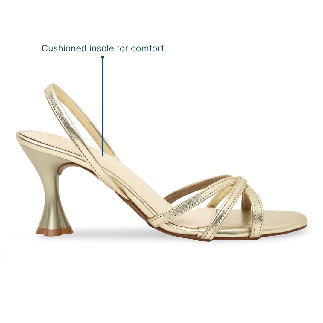 Gold Cross Strap Heel