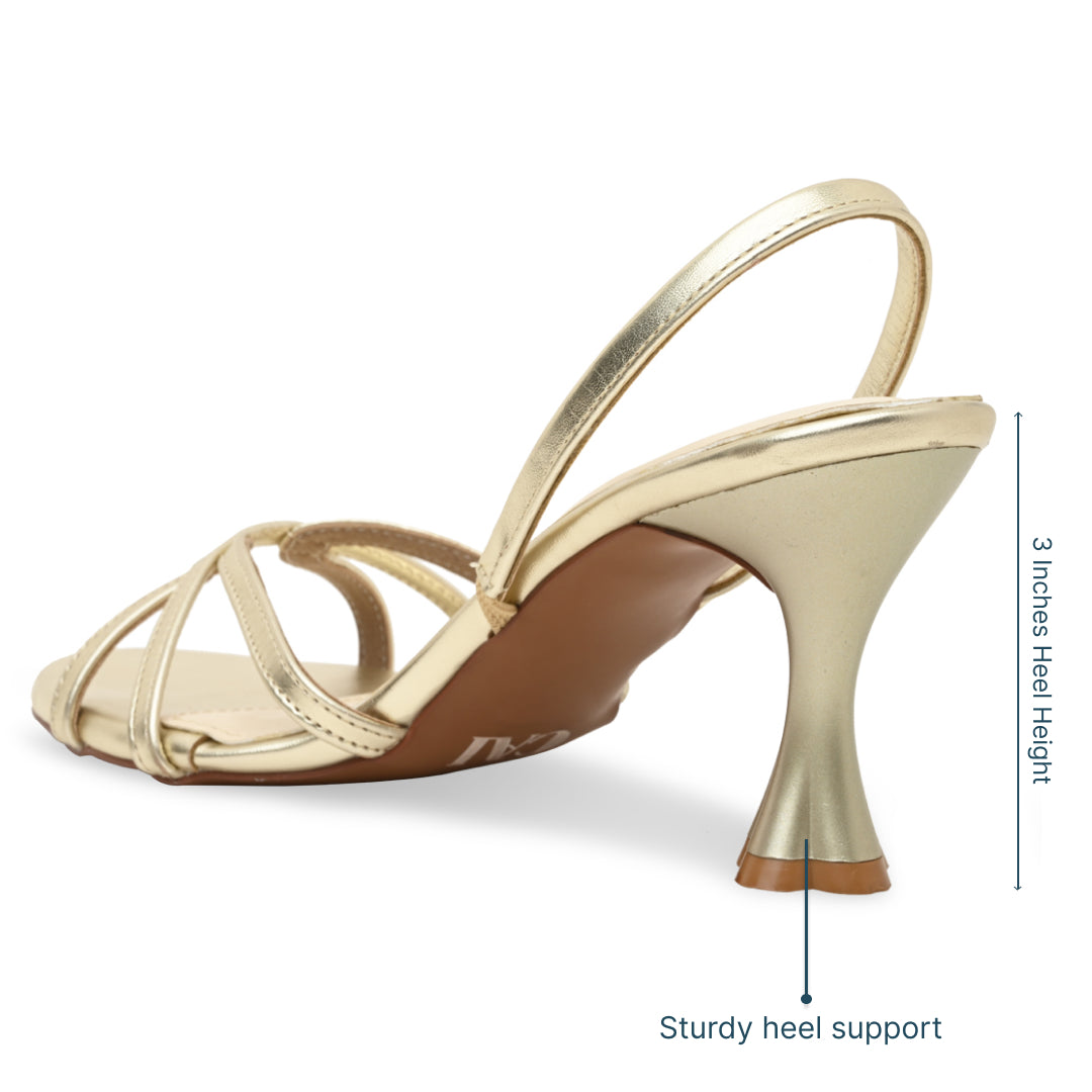 Gold Cross Strap Heel