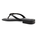 Black Embellished Thong Flat