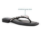 Black Embellished Thong Flat