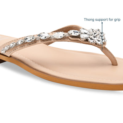 Nude Embellished Thong Flat