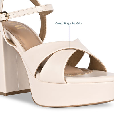 Chunky beige block heels