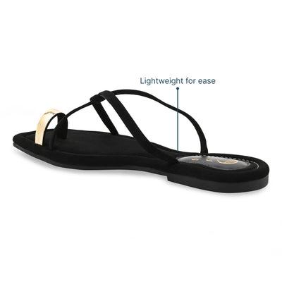 Gold Toe Ring Black Flat