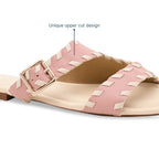 Pink Intertwined Strapped Flat