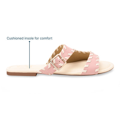 Pink Intertwined Strapped Flat