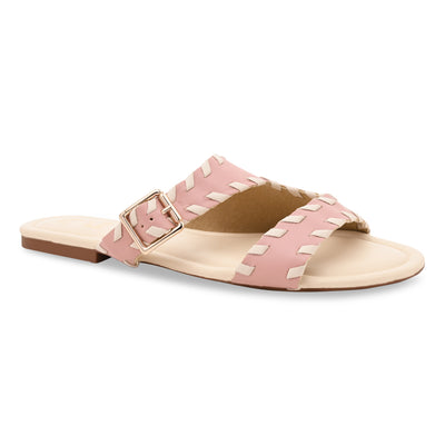 Pink Intertwined Strapped Flat