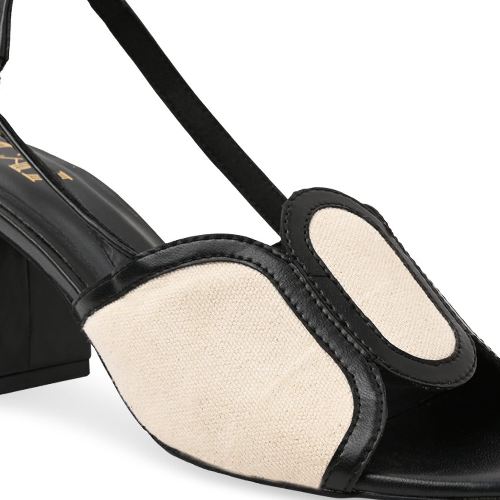 Black Canvas Oval Heel