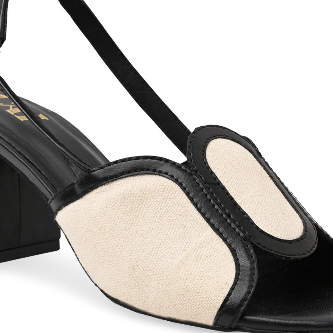 Black Canvas Oval Heel