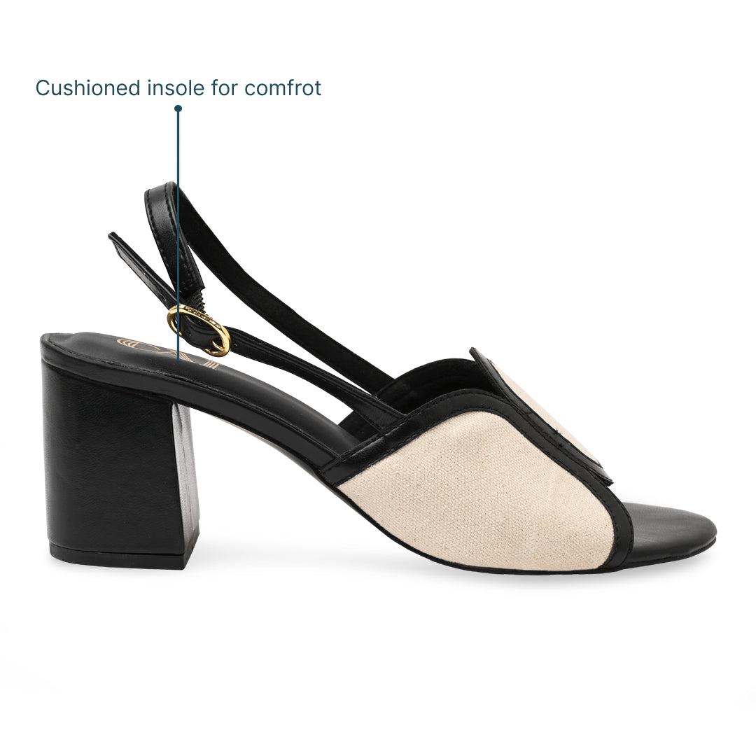 Black Canvas Oval Heel