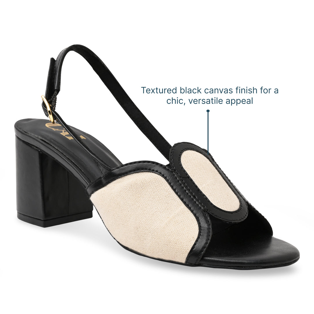Black Canvas Oval Heel