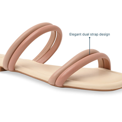 Twin Strap Peach Flats