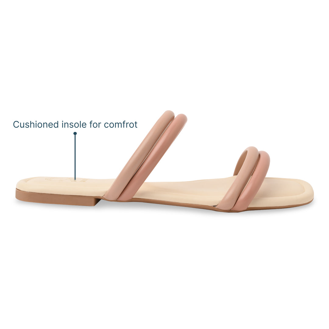 Twin Strap Peach Flats