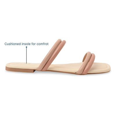 Twin Strap Peach Flats