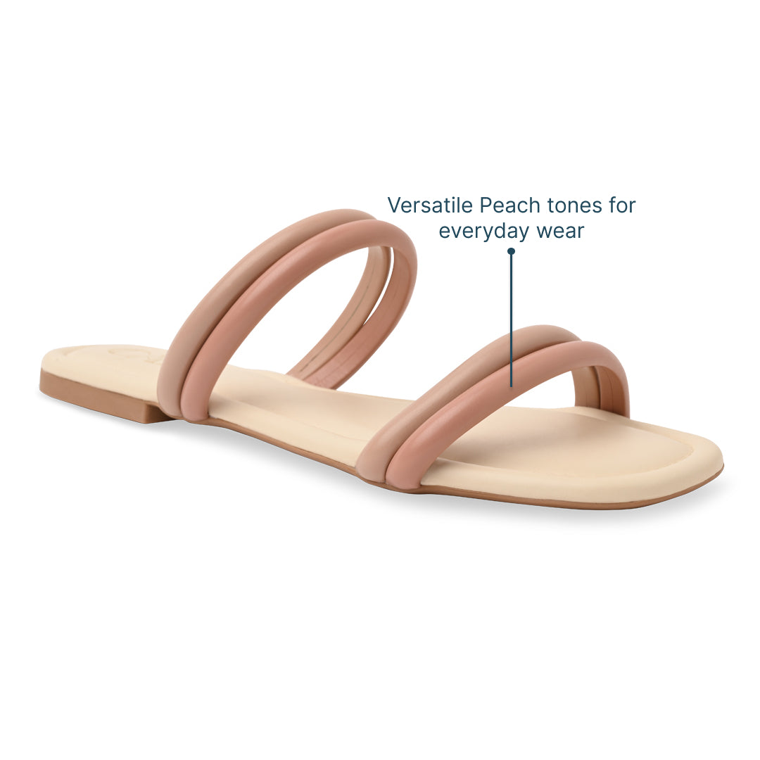 Twin Strap Peach Flats