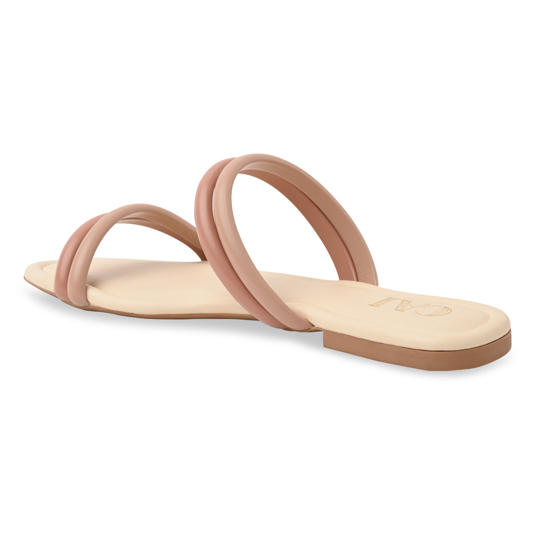 Twin Strap Peach Flats
