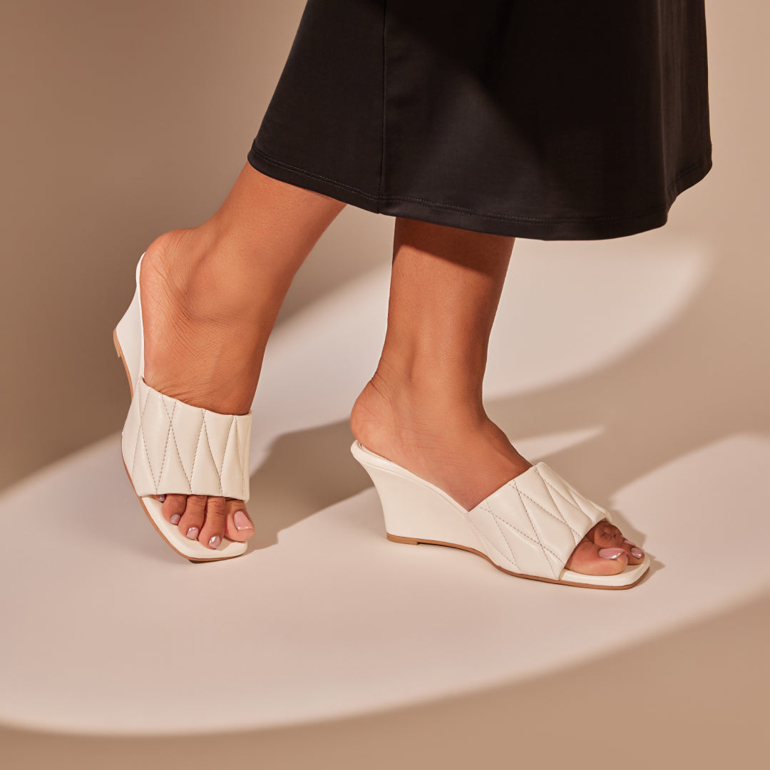 White Quilted Wedges