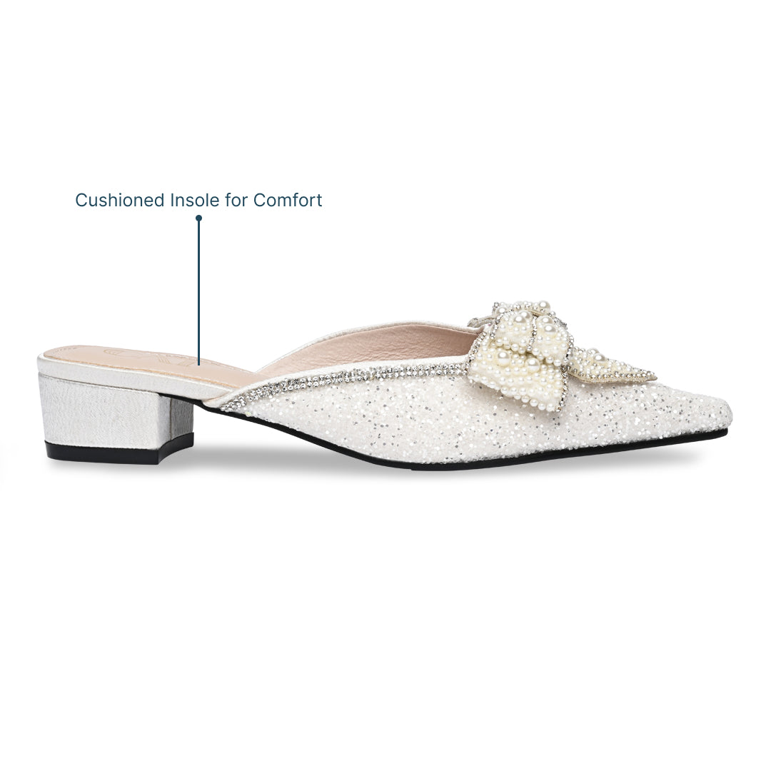 White Pearl Bow Mules – The CAI Store