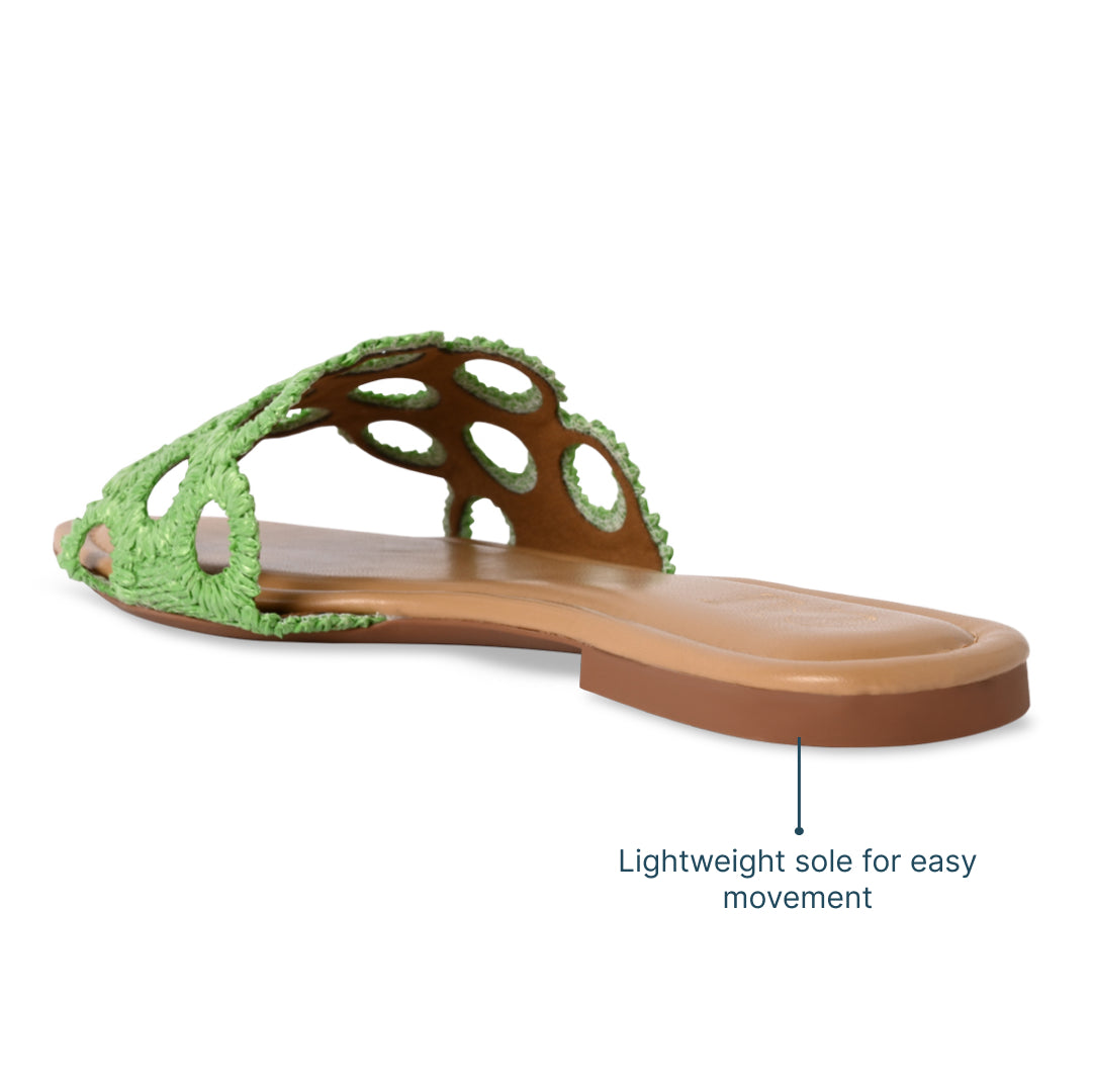 Circular Green Raffia Flat