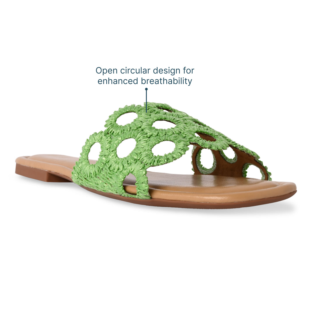 Circular Green Raffia Flat