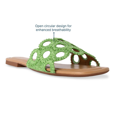 Circular Green Raffia Flat
