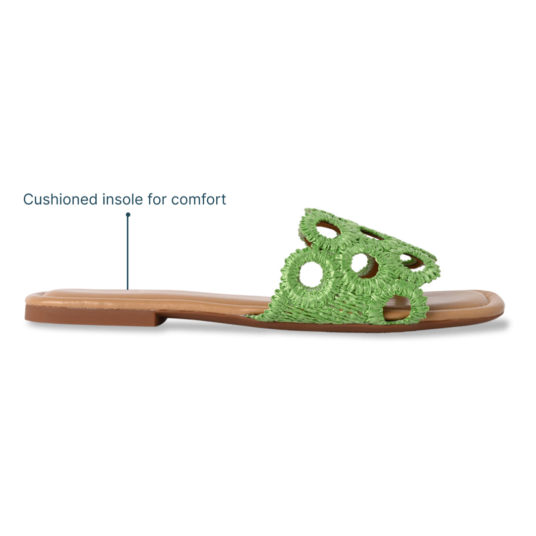 Circular Green Raffia Flat