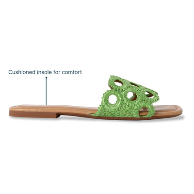 Circular Green Raffia Flat