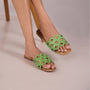 Circular Green Raffia Flat
