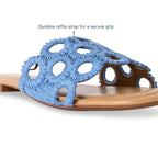 Circular Blue Raffia Flat