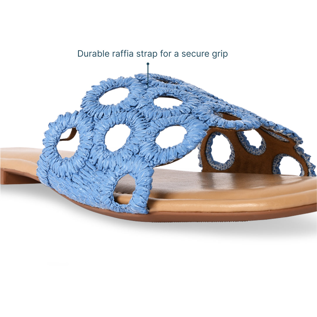 Circular Blue Raffia Flat