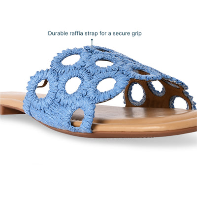 Circular Blue Raffia Flat