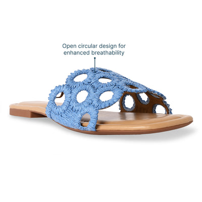 Circular Blue Raffia Flat