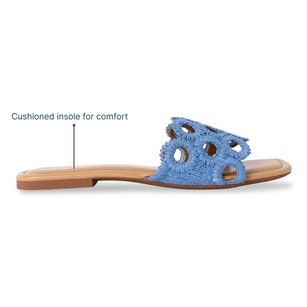 Circular Blue Raffia Flat