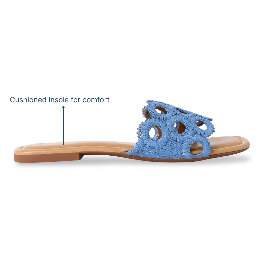 Circular Blue Raffia Flat