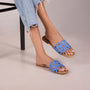Circular Blue Raffia Flat