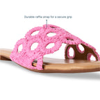 Circular Pink Raffia Flat