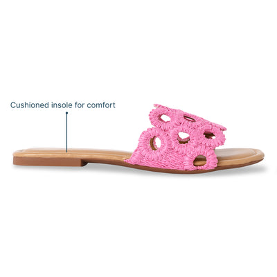 Circular Pink Raffia Flat