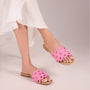 Circular Pink Raffia Flat