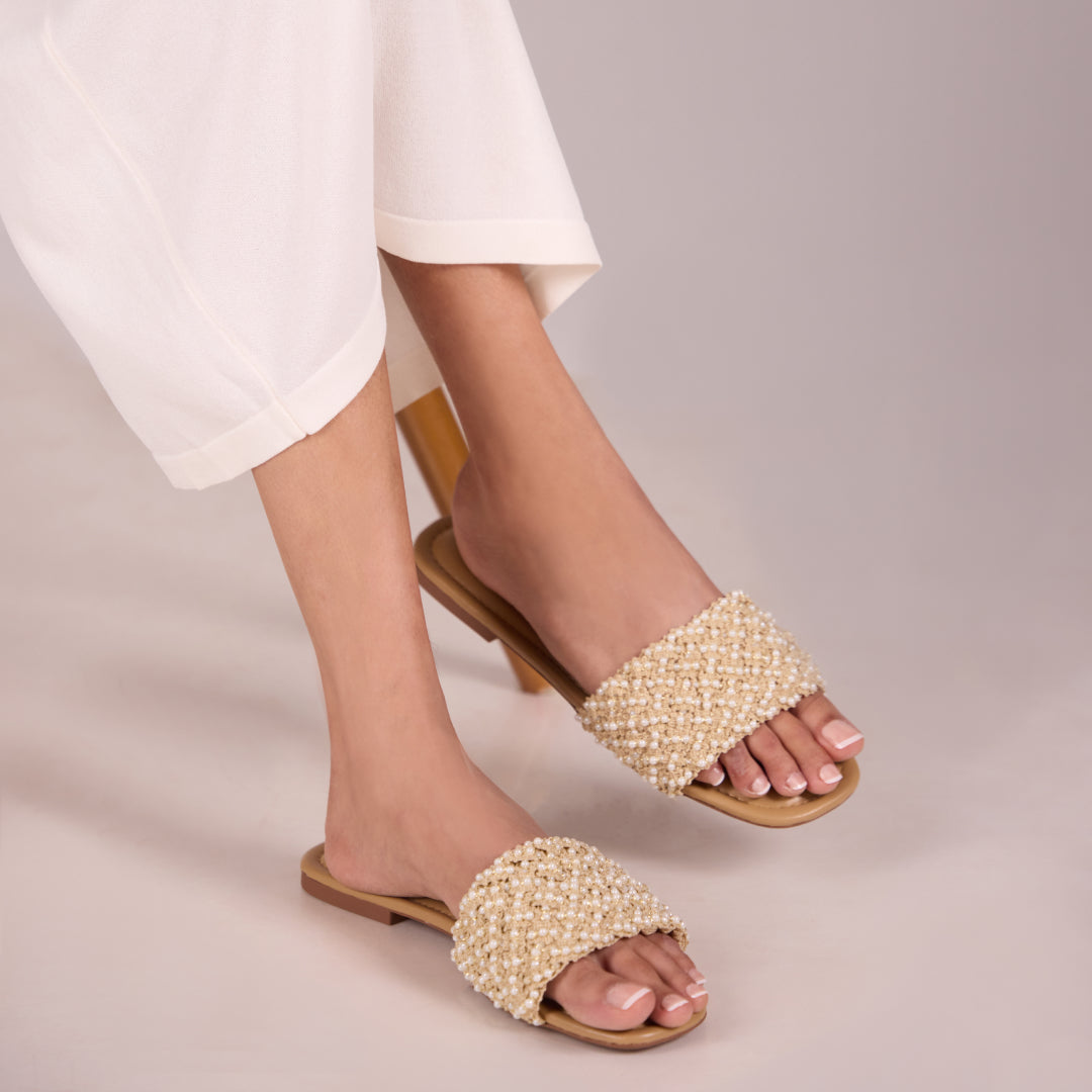 Pearly Jute Lace Flat
