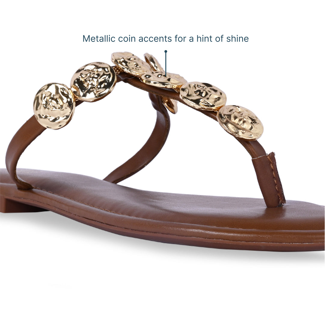 Sun Glow Coin Tan Flat