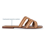 Wavy Beige and Tan Raffia Flat